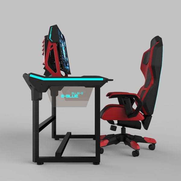 E-blue Biurko dla gracza EGT536BK, 136,5 x 80,3cm, 81 cm, podświetlenie, do okelejenie blatu biurka-4 459 