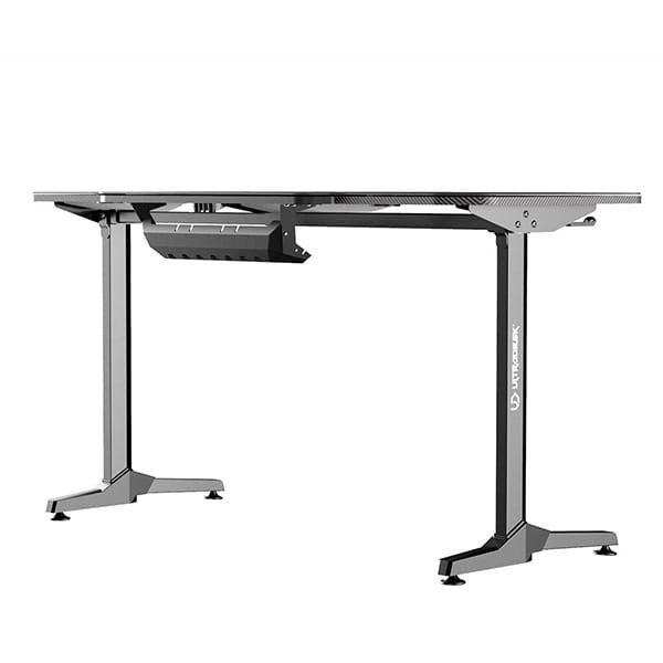 ULTRADESK Biurko dla gracza FRAG - BLACK V3, 140x60 cm, 76 cm, z podkładką pod mysz, uchwyt na słuchawki i napój-8 480 