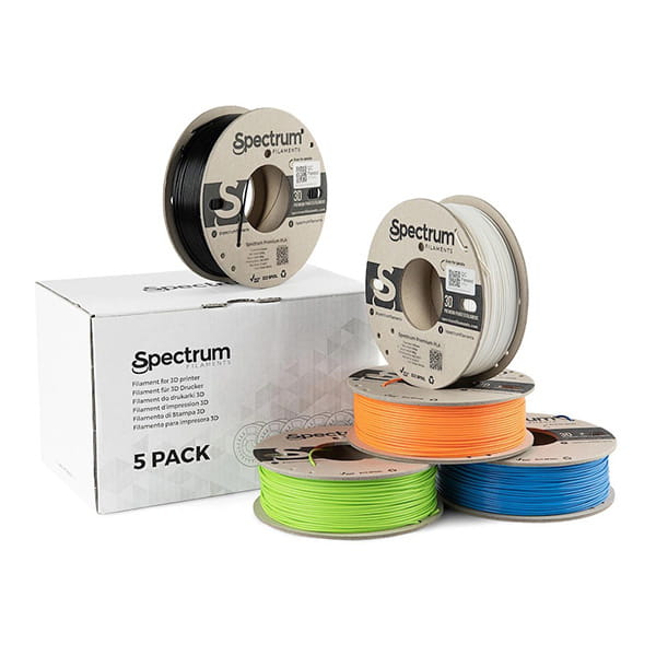 Spectrum Filament Premium PLA 5x250g, mix, Polar White, Deep Black, Lion Orange, Pacific Blue, Lime Green-1 716 