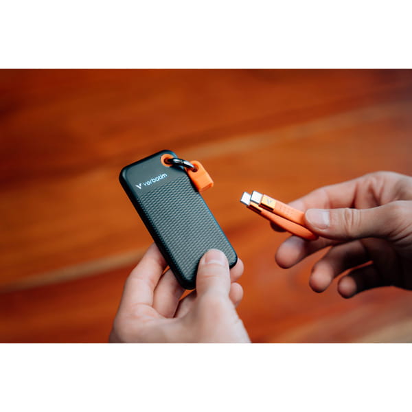 SSD Zewnętrzny Verbatim Pocket SSD, 32193, 1000GB, Nero Backup, czarno-pomarańczowy, w zestawie kabel  USB C i etui, USB-C-3 958 