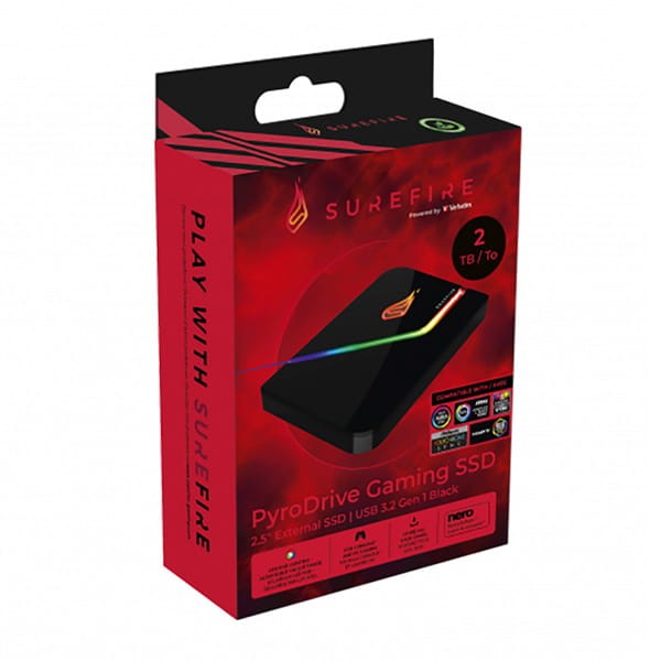 SSD Wewnętrzny SUREFIRE PYRODRIVE, 31825, 2000GB, czarny, RGB, NVMe-1 996 