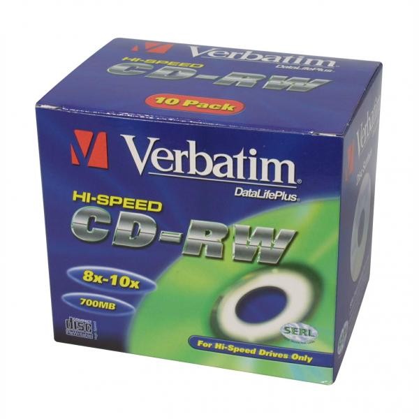 Verbatim CD-RW, 43167, SERL High-Speed Colour, 5-pack, 700MB, 12x, 80min., 12cm, bez możliwości nadruku, slim box, do archiwizacji-2 1001 