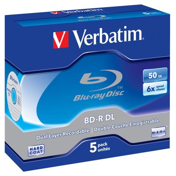 Verbatim BD-R, Dual Layer 50GB, jewel box, 43748, 6x, 5-pack, do archiwizacji danych-2 1011 