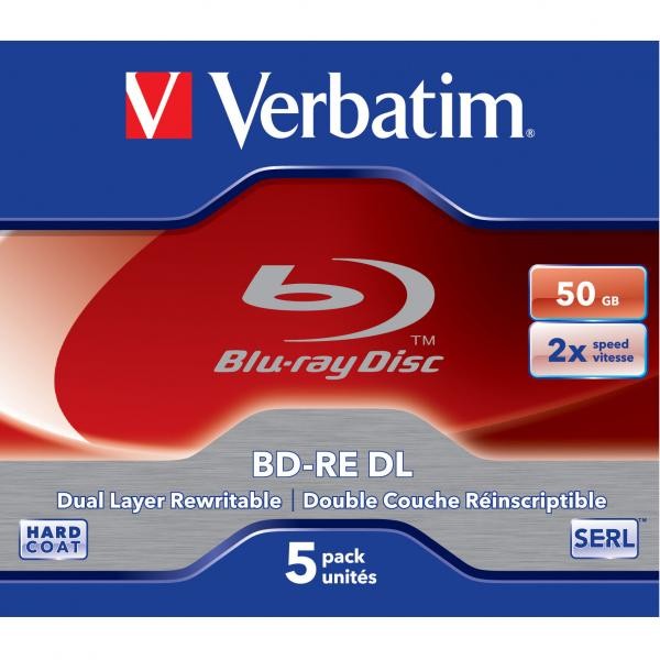 Verbatim BD-RE DL, jewel box, 43760, 2x, 5 szt., do archiwizacji danych-1 1014 
