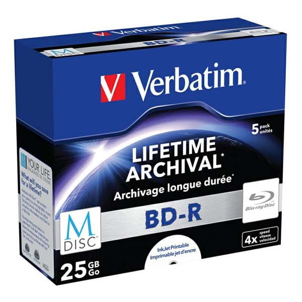 Verbatim M-DISC BD-R, Single layer Single layer/Injekt printable, 25GB, jewel box, 43823, 4x, 5-pack, do archiwizacji danych-1 1019 