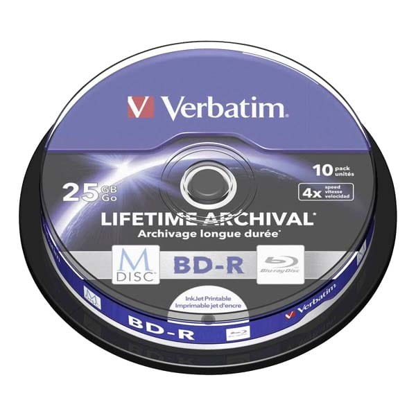 Verbatim BD-R, 25GB, cake box, 43825, 4X, 10-pack, do archiwizacji danych-1 1020 