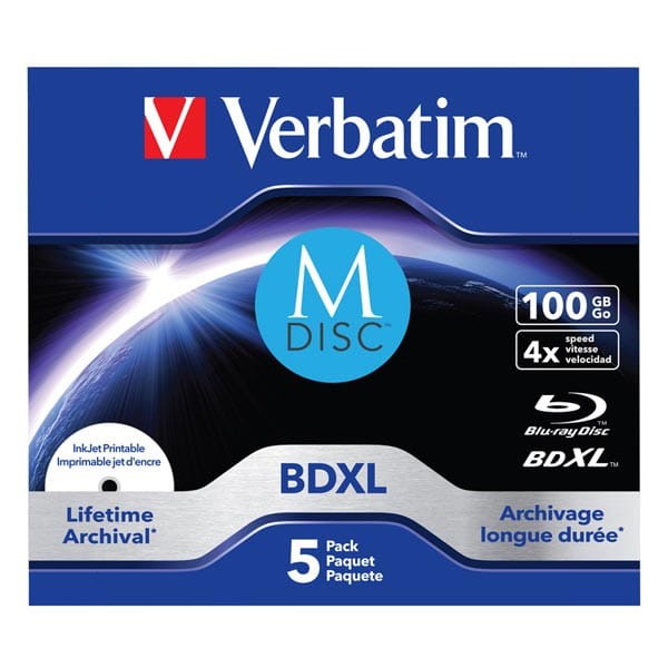 Verbatim MDISC, Lifetime archival BDXL, 100GB, jewel box, 43834, 4x, 5-pack-1 1021 