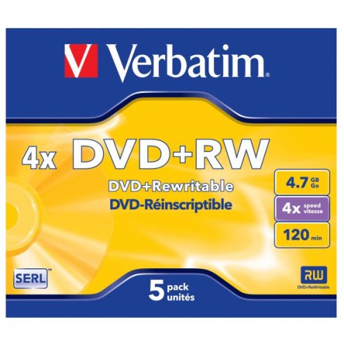 Verbatim DVD+RW, Matt Silver, 43229, 4.7GB, 4x, jewel box, 5-pack, bez możliwości nadruku, 12cm, do archiwizacji danych-2 1026 