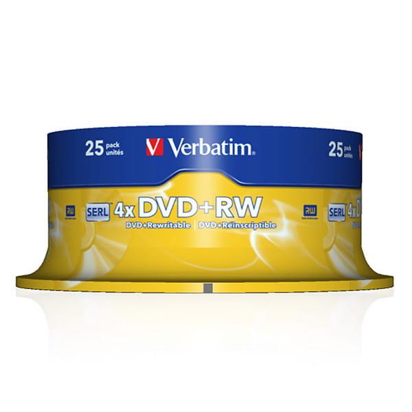 Verbatim DVD+RW, Matt Silver, 43489, 4.7GB, 4x, spindle, 25-pack, bez możliwości nadruku, 12cm, do archiwizacji danych-2 1030 