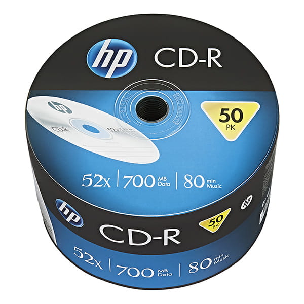 HP CD-R, CRE00070-3, 69300, 50-pack, 700MB, 52x, 80min., 12cm, bez możliwości nadruku, bulk, do archiwizacji danych-1 1036 