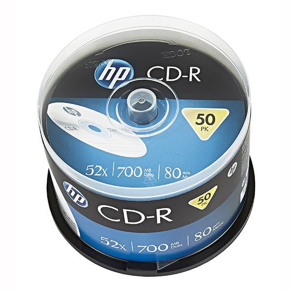 HP CD-R, CRE00017-3, 69307, 50-pack, 700MB, 52x, 80min., 12cm, bez możliwości nadruku, spindle, do archiwizacji danych-1 1038 