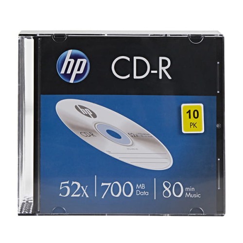 HP CD-R, CRE00085-3, 69310, 10-pack, 700MB, 52x, 80min., 12cm, bez możliwości nadruku, slim case, do archiwizacji danych-1 1040 