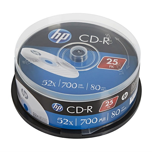 HP CD-R, CRE00015-3, 69311, 25-pack, 700MB, 52x, 80min., 12cm, bez możliwości nadruku, cake box, do archiwizacji danych-1 1041 