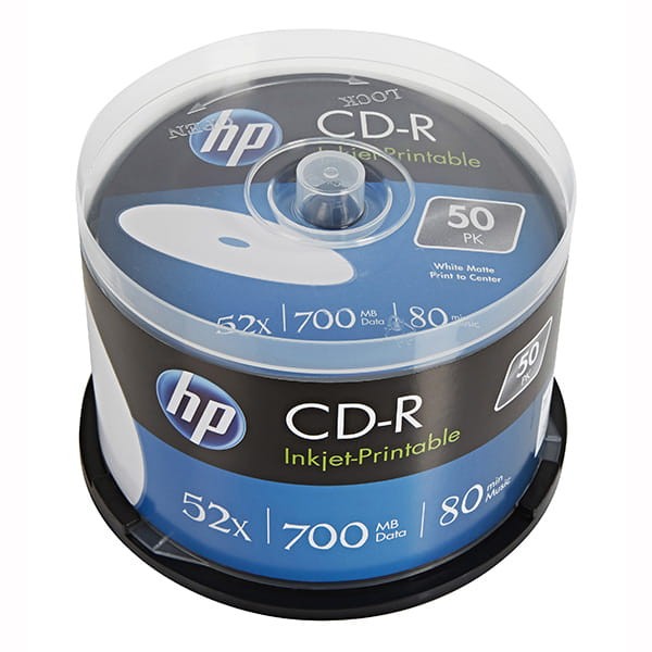 HP CD-R, CRE00017WIP-3, 69312, Printable, 50-pack, 700MB, 52x, 80min., 12cm, spindle, do archiwizacji danych-1 1042 