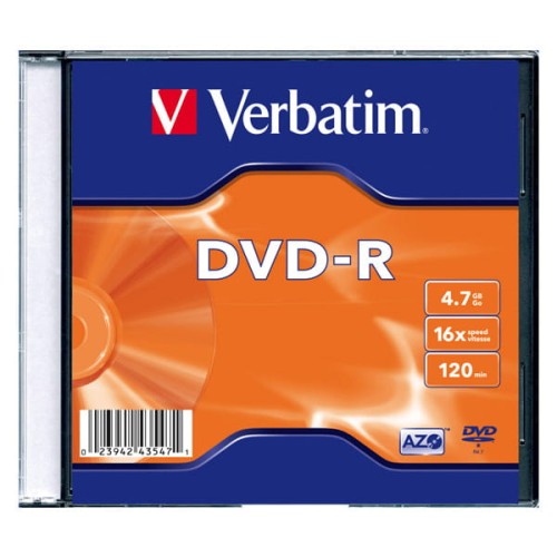 Verbatim DVD-R, Matt Silver, 43547, 4.7GB, 16x, slim box, 1 ks, bez możliwości nadruku, 12cm, do archiwizacji danych-1 1052 