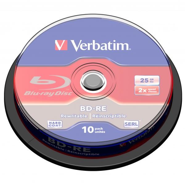 Verbatim BD-RE, Single Layer ScratchGuard Plus, 25GB, cake box, 43694, 2x, 10-pack, do archiwizacji danych-1 1053 