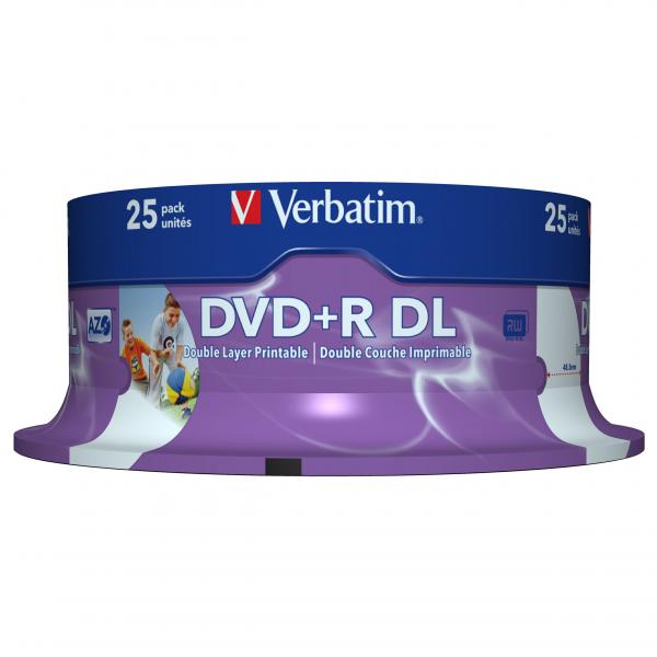 Verbatim DVD+R DL, Double Layer Wide Inkjet Printable, 43667, 8.5GB, 8x, spindle, 25-pack, 12cm, do archiwizacji danych-2 1055 