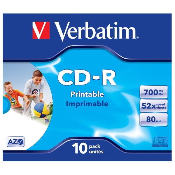 Verbatim CD-R, 43325, AZO Wide Inkjet Printable, 10-pack, 700MB, 52x, 80min., 12cm, jewel box, do archiwizacji danych-2 1060 