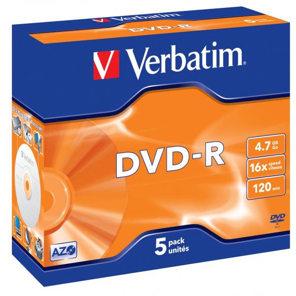 Verbatim DVD-R, Matt Silver, 43519, 4.7GB, 16x, jewel box, 5-pack, bez możliwości nadruku, 12cm, do archiwizacji danych-1 1063 