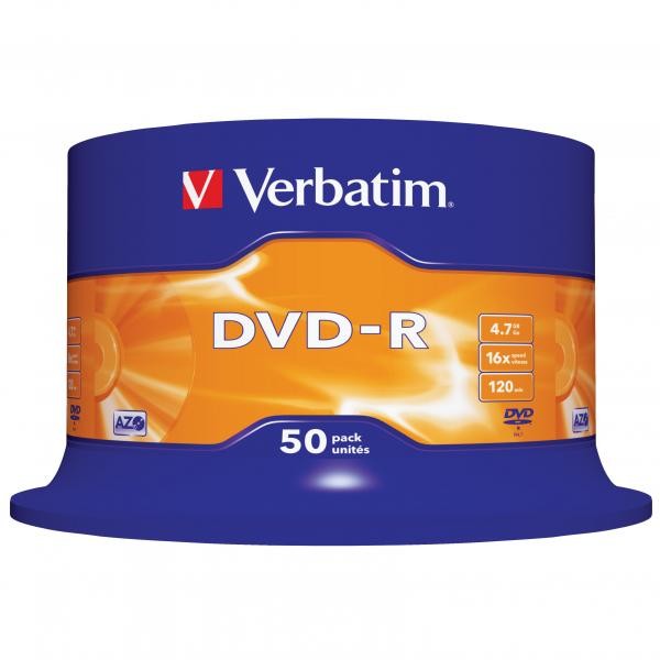 Verbatim DVD-R, Matt Silver, 43548, 4.7GB, 16x, spindle, 50-pack, bez możliwości nadruku, 12cm, do archiwizacji danych-2 1064 