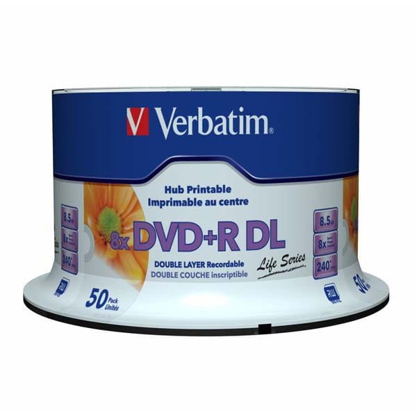 Verbatim DVD+R DL, Double Layer Inkjet Printable, 97693, 8.5GB, 8x, spindle, 50-pack, 12cm, do archiwizacji danych-2 1066 