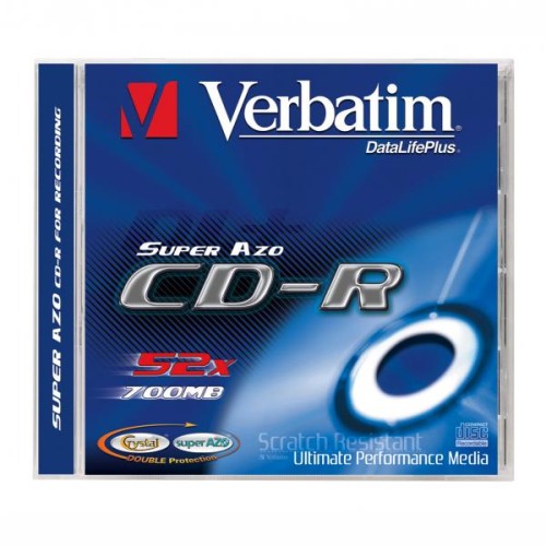 Verbatim CD-R, 43326, DataLife PLUS, 1-pack, 700MB, 52x, 80min., Crystal, jewel box, Cena za 1 szt-2 1067 