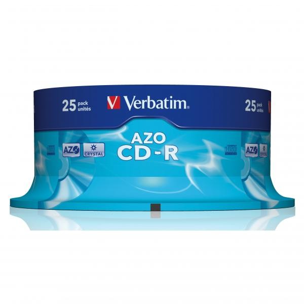 Verbatim CD-R, 43352, AZO Crystal, 25-pack, 700MB, 52x, 80min., 12cm, bez możliwości nadruku, cake box, do archiwizacji danych-4 1068 