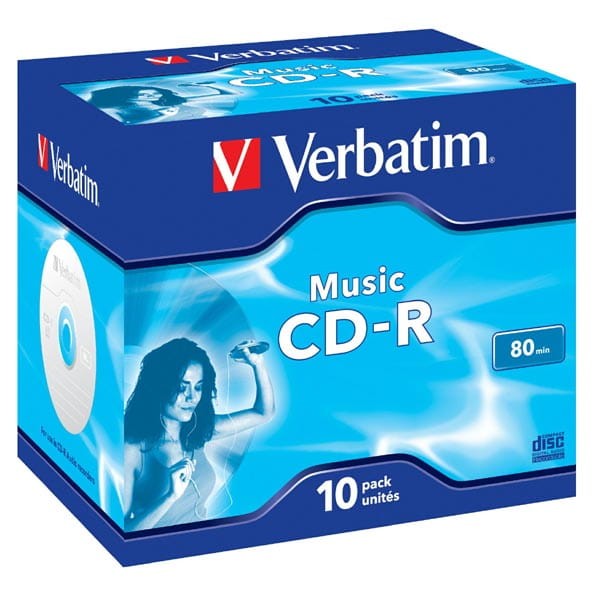 Verbatim CD-R Audio, 43365, Music CD-R, 10-pack, 16x, 80min., 12cm, bez możliwości nadruku, jewel box, do archiwizacji danych-1 1069 
