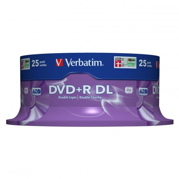 Verbatim DVD+R DL, Double Layer Matt Silver, 43757, 8.5GB, 8x, spindle, 25-pack, 12cm, do archiwizacji danych-1 1073 
