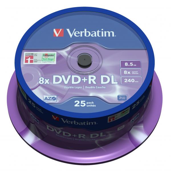 Verbatim DVD+R DL, Double Layer Matt Silver, 43757, 8.5GB, 8x, spindle, 25-pack, 12cm, do archiwizacji danych-2 1073 