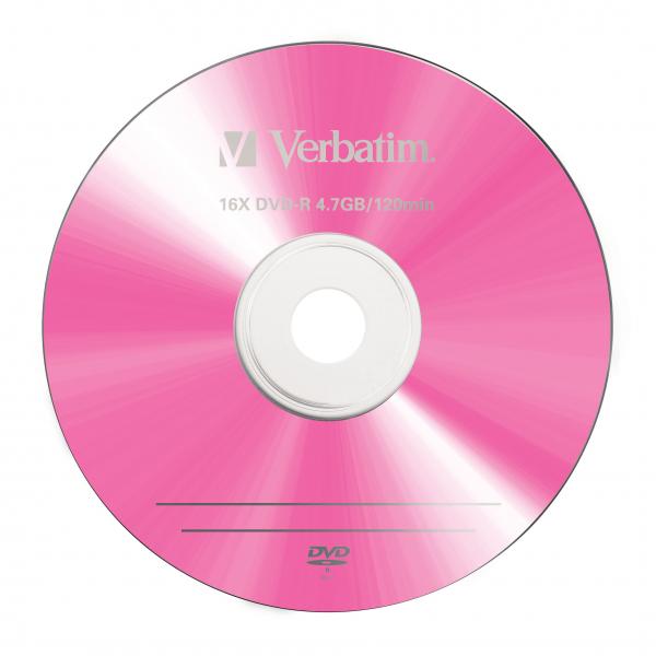 Verbatim DVD-R, Colour, 43557, 4.7GB, 16x, slim box, 5-pack, bez możliwości nadruku, 12cm, do archiwizacji danych-2 1075 