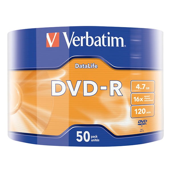 Verbatim DVD-R, Matt Silver, 43791, 4.7GB, 16x, wrap, 50-pack, bez możliwości nadruku, 12cm, do archiwizacji danych-1 1076 