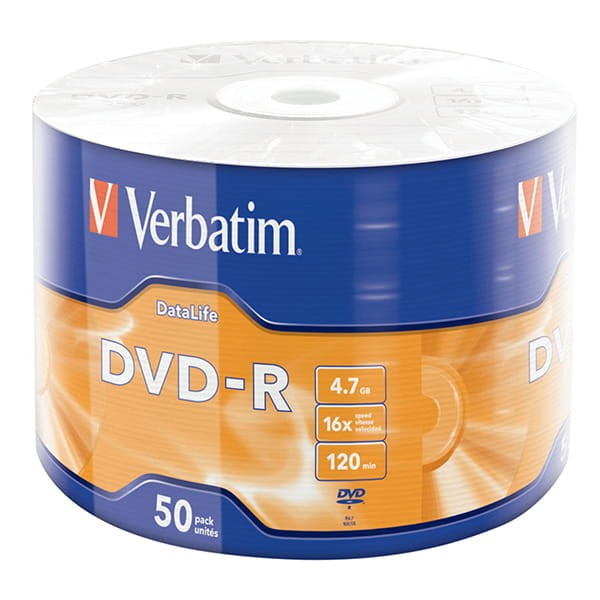 Verbatim DVD-R, Matt Silver, 43791, 4.7GB, 16x, wrap, 50-pack, bez możliwości nadruku, 12cm, do archiwizacji danych-2 1076 