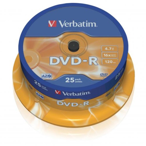 Verbatim DVD-R, Matt Silver, 43522, 4.7GB, 16x, cake box, 25-pack, bez możliwości nadruku, 12cm, do archiwizacji danych-1 1077 