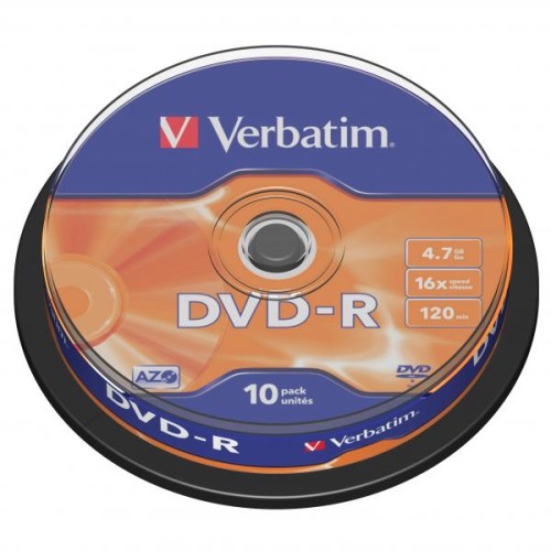 Verbatim DVD-R, Matt Silver, 43523, 4.7GB, 16x, spindle, 10-pack, bez możliwości nadruku, 12cm, do archiwizacji danych-1 1080 