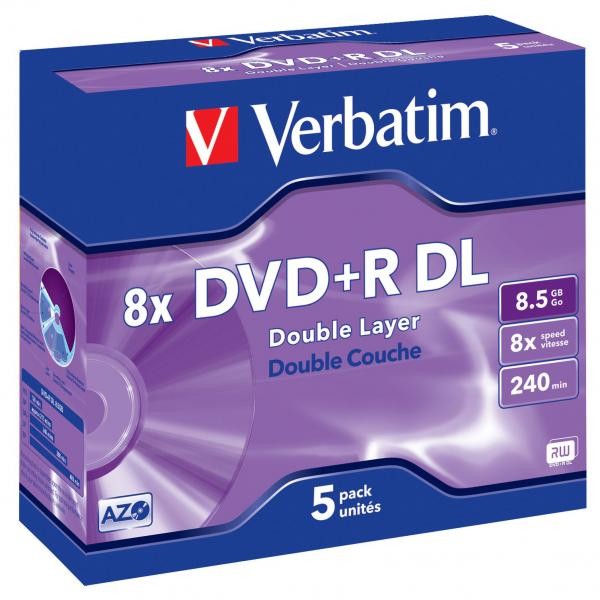 Verbatim DVD+R DL, Double Layer Matt Silver, 43541, 8.5GB, 8x, jewel box, 5-pack, bez możliwości nadruku, 12cm, do archiwizacji da-1 1085 