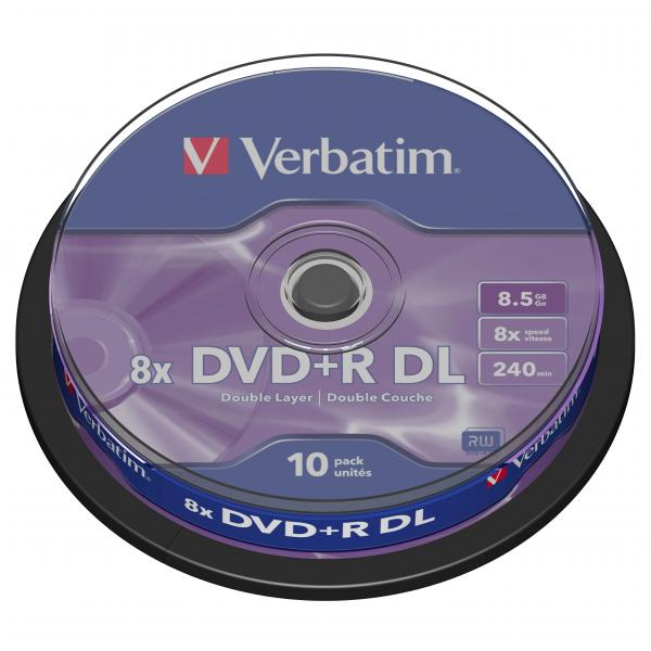 Verbatim DVD+R DL, Double Layer Matt Silver, 43666, 8.5GB, 8x, spindle, 10-pack, bez możliwości nadruku, 12cm, do archiwizacji dan-1 1086 