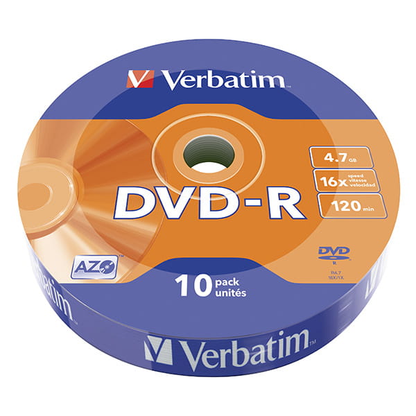 Verbatim DVD-R, Matt Silver, 43729, 4.7GB, 16x, cake box, 10-pack, bez możliwości nadruku, 12cm, do archiwizacji danych-1 1087 
