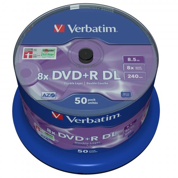 Verbatim DVD+R DL, Double Layer Matt Silver, 43758, 8.5GB, 8x, spindle, 50-pack, 12cm, do archiwizacji danych-2 1088 