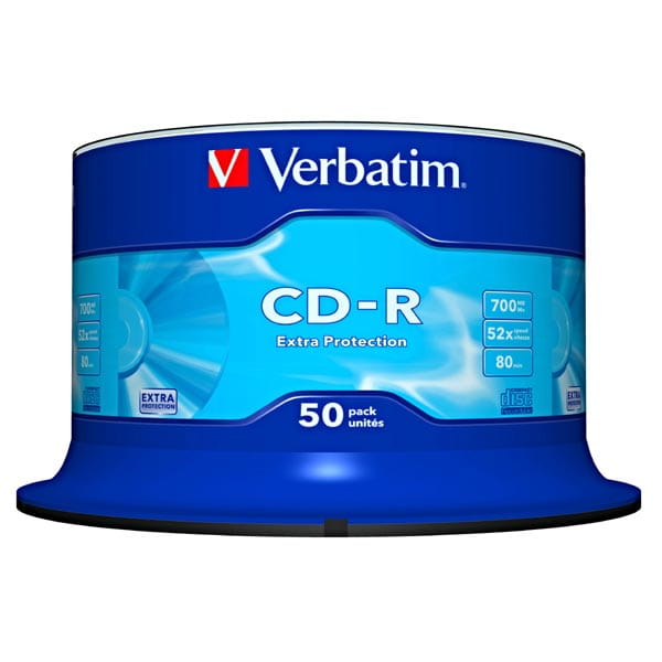 Verbatim CD-R, 43351, Extra Protection, 50-pack, 700MB, 52x, 80min., 12cm, bez możliwości nadruku, spindle, do archiwizacji danych-1 1090 