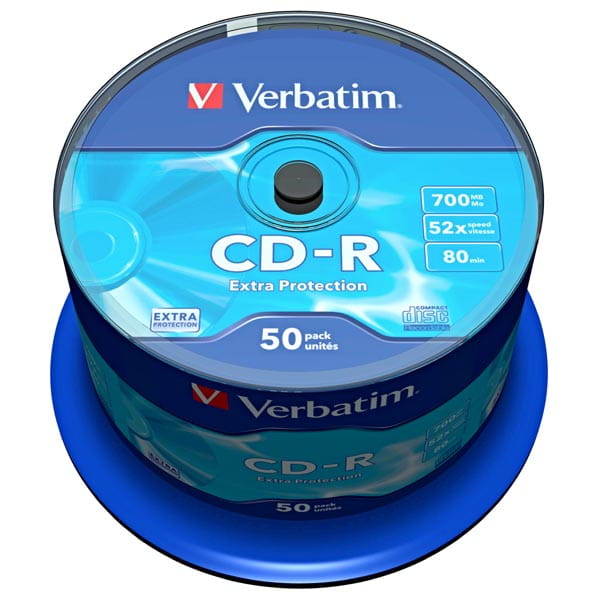 Verbatim CD-R, 43351, Extra Protection, 50-pack, 700MB, 52x, 80min., 12cm, bez możliwości nadruku, spindle, do archiwizacji danych-2 1090 