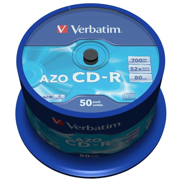 Verbatim CD-R, 43343, AZO Crystal, 50-pack, 700MB, 52x, 80min., 12cm, bez możliwości nadruku, spindle, do archiwizacji danych-2 1093 