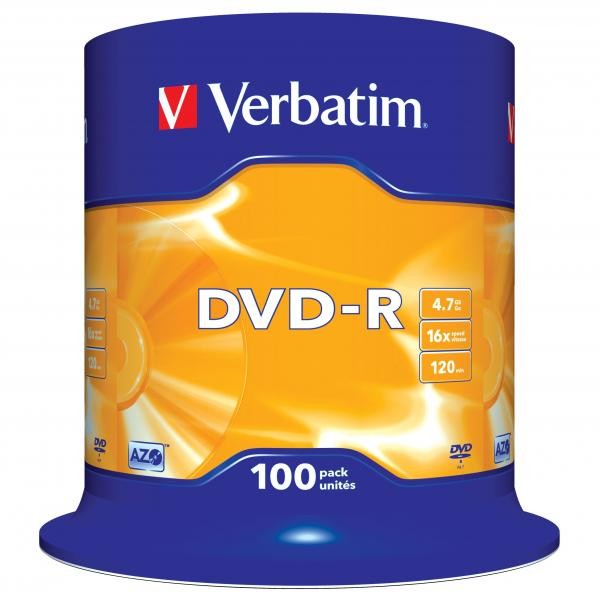 Verbatim DVD-R, Matt Silver, 43549, 4.7GB, 16x, spindle, 100-pack, bez możliwości nadruku, 12cm, do archiwizacji danych-1 1095 