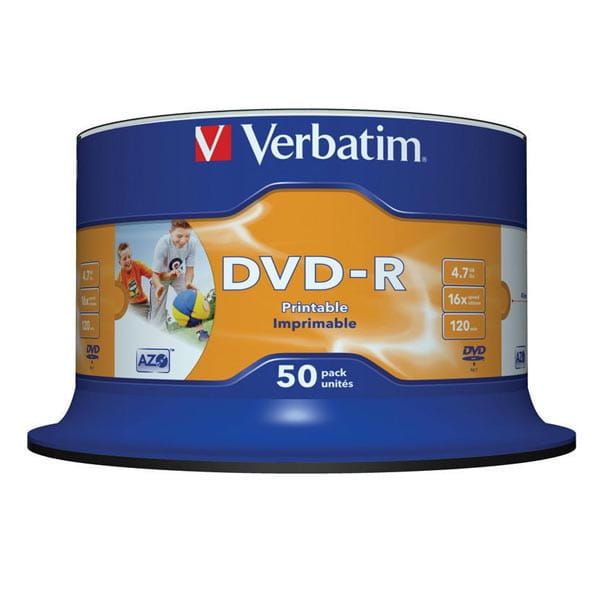 Verbatim DVD-R, Wide Inkjet Printable No ID Brand, 43533, 4.7GB, 16x, spindle, 50-pack, 12cm, do archiwizacji danych-2 1097 