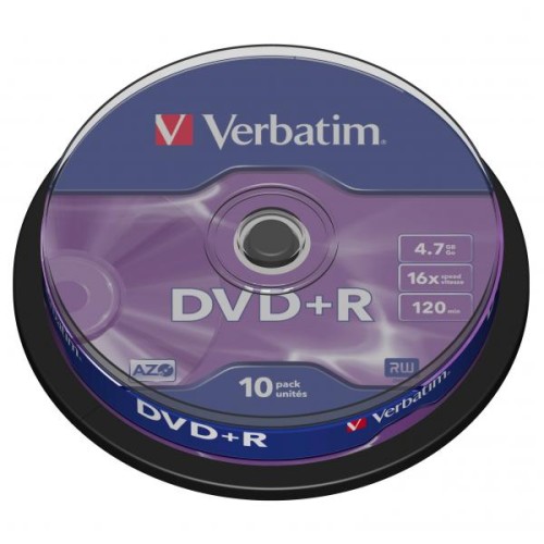 Verbatim DVD+R, Matt Silver, 43498, 4.7GB, 16x, spindle, 10-pack, bez możliwości nadruku, 12cm, do archiwizacji danych-1 1098 