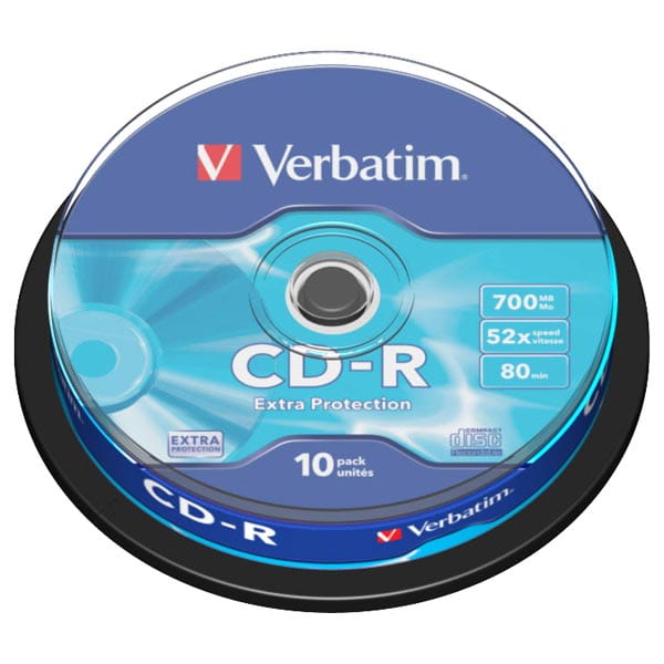 Verbatim CD-R, 43437, Extra Protection, 10-pack, 700MB, 52x, 80min., 12cm, bez możliwości nadruku, cake box, do archiwizacji danyc-1 1099 