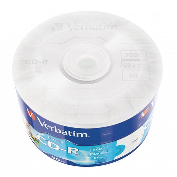 Verbatim CD-R, 43794, Inkjet Printable, 50-pack, 700MB, 50x, 80min., 12cm, wrap, do archiwizacji danych-2 1100 