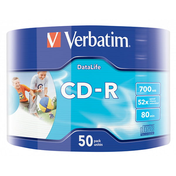 Verbatim CD-R, 43794, Inkjet Printable, 50-pack, 700MB, 50x, 80min., 12cm, wrap, do archiwizacji danych-3 1100 