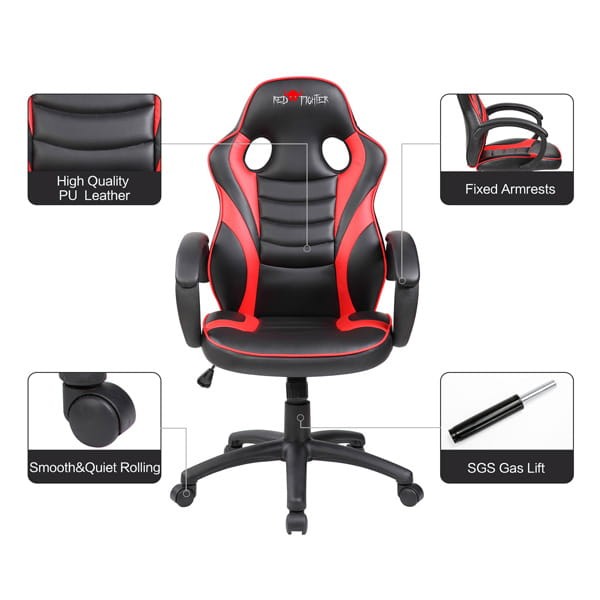 Fotel Red Fighter C6, czarno-czerwona-7 1120 