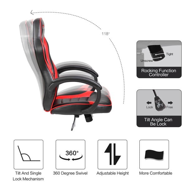 Fotel Red Fighter C6, czarno-czerwona-8 1120 
